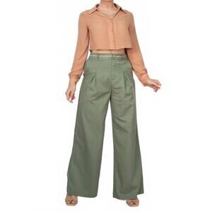 NEW SHOPIRISBASIC pintuck woven wide leg pants in olive
